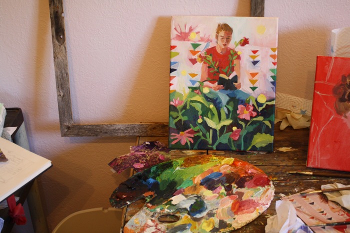 in the studio oil painting palette