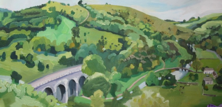 oil painting of england, bakewell countryside