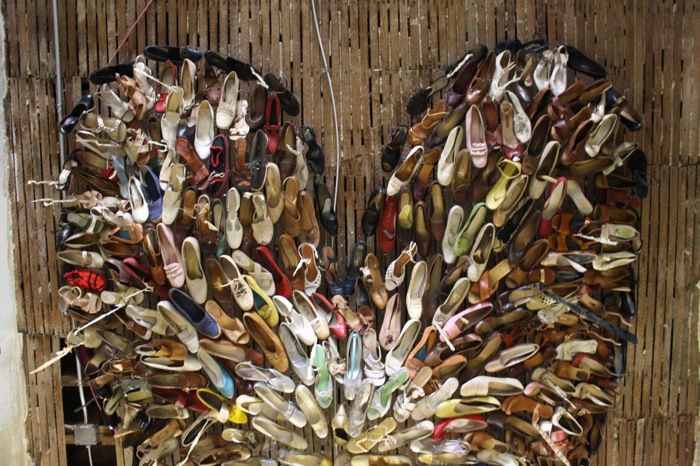 heart made of shoes
